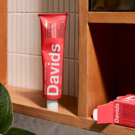 Davids Kids + Adults Natural Premium Toothpaste - Strawberry Watermelon  packaging - front side