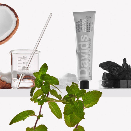 Davids Premium Natural Toothpaste - Charcoal and Peppermint display on shelf