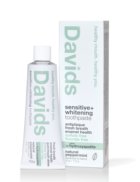 Davids Sensitive + Whitening Nano-Hydroxyapatite Premium Natural Toothpaste - Peppermint packaging